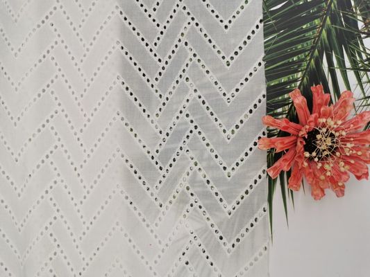 Tessuto del pizzo del cotone ricamato chiusura lampo bianca di 125CM
