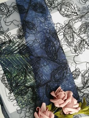 Poli materiale di nylon nero del pizzo all'uncinetto del cavo per il vestito da sposa