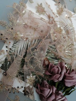 Mesh Beaded Embroidery Fabric