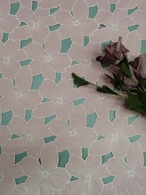Tessuto 100% di applique del pizzo del taglio del laser del poliestere per il vestito da sposa