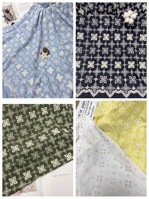 100 yarde del cotone floreale hanno ricamato il tessuto dell'indumento dei bambini del tessuto dell'occhiello