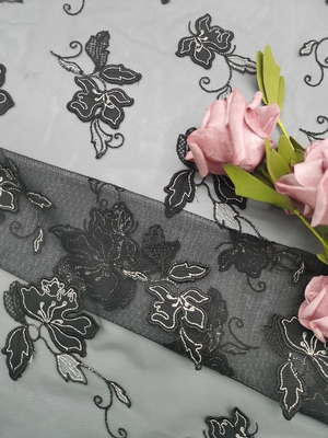 Il laser riciclato ha tagliato il tessuto del ricamo di applique per il vestito da sera
