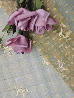Il pizzo del ricamo che stampa il tessuto ha stampato il pizzo di Printred Tulle del tessuto del pizzo