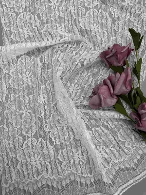 Tessuto floreale bianco a 55 pollici del pizzo in composizione di nylon nel rayon del cotone con il ciglio del pettine