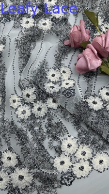 Stoffa di pizzo metallico di lusso Elegante stoffa per ricami da matrimonio