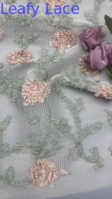 Tessuto di pizzo ricamato 100% poliestere a maglia per abito da sposa