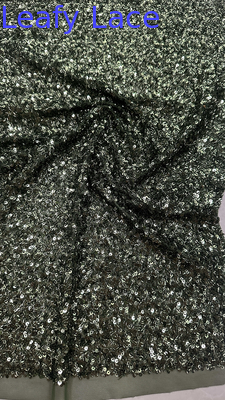 Tessuto ricamato con paillettes 100% poliestere Tessuto complicato per abito da festa