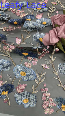 Stoffa di pizzo ricamata di biancheria di seta Maglia elegante tessuto personalizzato nuova collezione