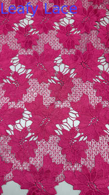 Pizzo Guipure Rosa con Ricamo a Foglie per Abito da Sposa e Cerimonia